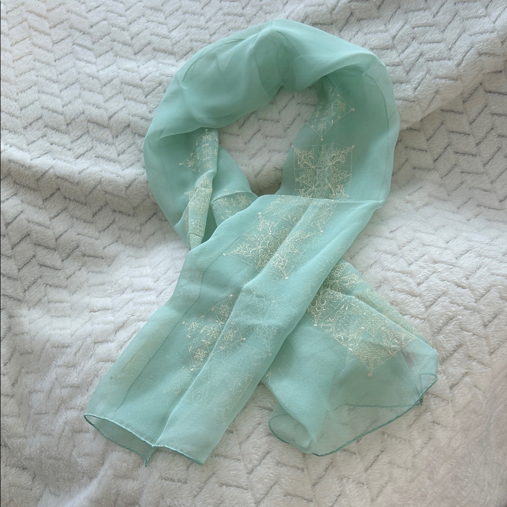 Vintage Elegant Mint Green Silk Scarf